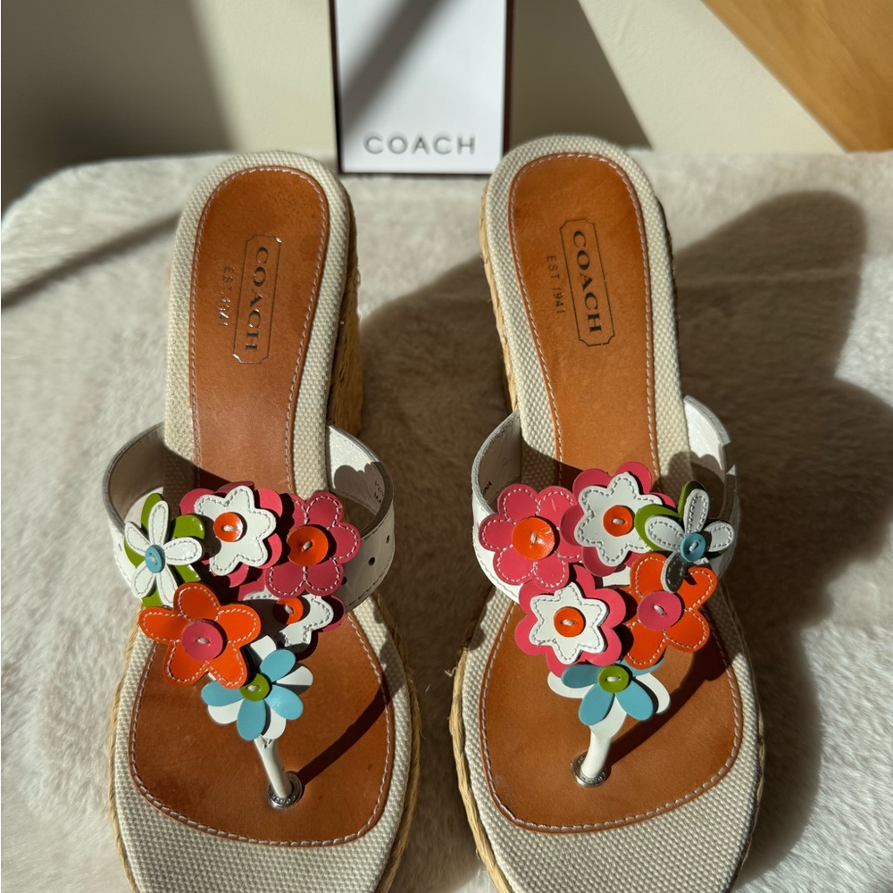 Coach Women's Floral Wedge Sandals - Multicolor